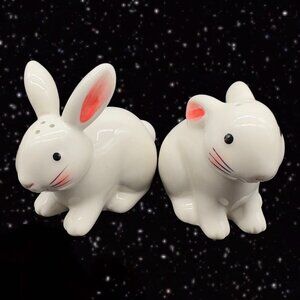 Ceramic Salt and Pepper Shaker Set 2 pcs Bunny Rabbit Animal Figurine 3”T